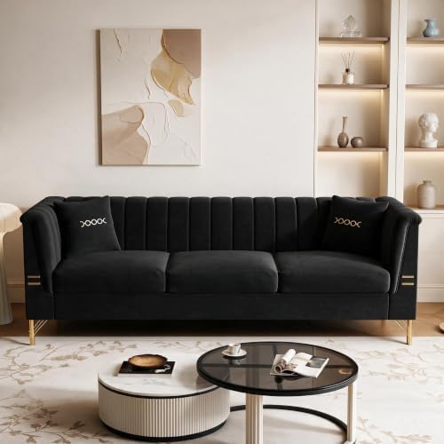 83" Oversized 3 Seater Sofa, Velvet Couch by Outdoorchairs