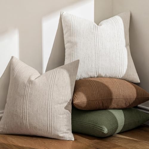 MIULEE Fall Decorative Striped Throw Pillow Covers 16x16 Sugar Brown 2 Pack - Image 5