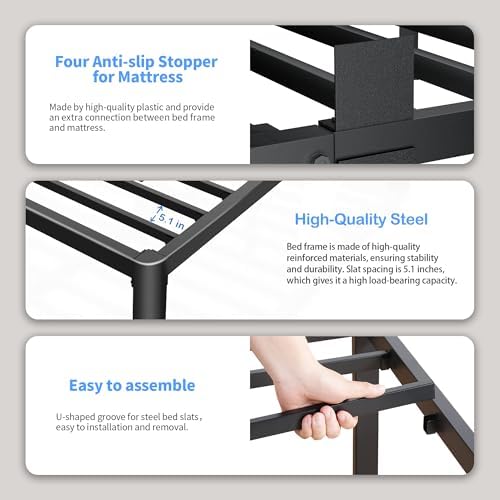 12 Inch Queen Bed Frame with Rounded Corner & 4 Mattress Baffles - Image 4