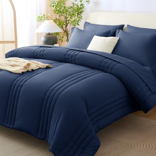 CozyLux Super King Comforter Set Navy Blue by CozyLux