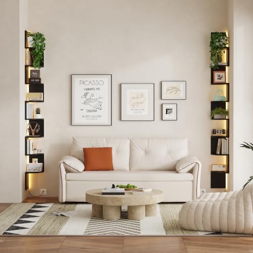 8 Tier Corner Shelf with LED Light, 75 Inch Floating - Image 3