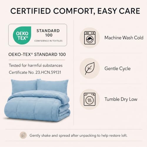 CozyLux Oversized Queen Comforter Set Baby Blue - Image 6
