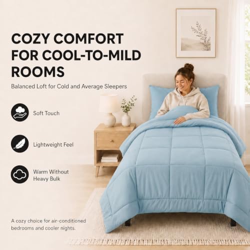 CozyLux Twin XL Comforter Set Light Blue - Image 4