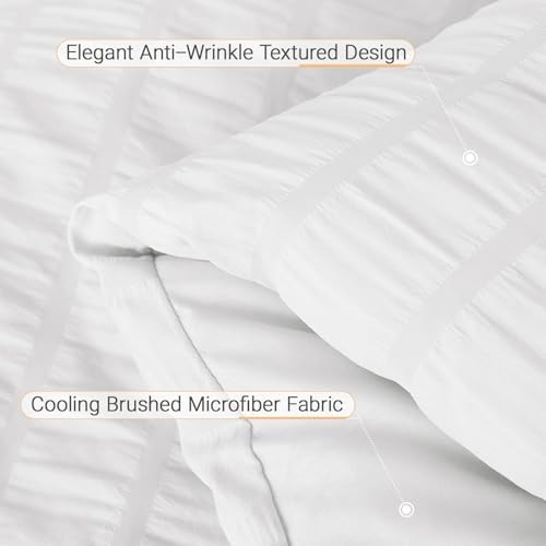 MUXHOMO King Comforter Set 7 Pieces, Seersucker Bed in a Bag - Image 5
