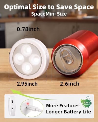EZVALO LED Puck Lights, Rechargeable Touch Light, 2.95'' Mini Tap Lights - Image 2