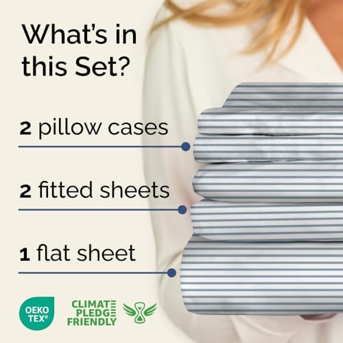 Split King 5 Piece Striped Sheet Set - Image 3