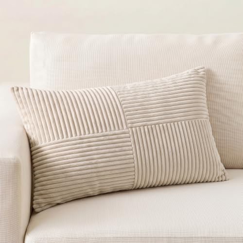 Fancy Homi Set of 1 Tan Long Lumbar Decorative Throw Pillow Covers 16x24 Inch by Fancy+Homi
