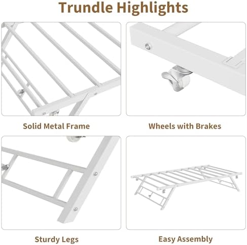 IDEALHOUSE Twin Pop Up Trundle Bed, Lifts Up to Daybed Height - Image 5