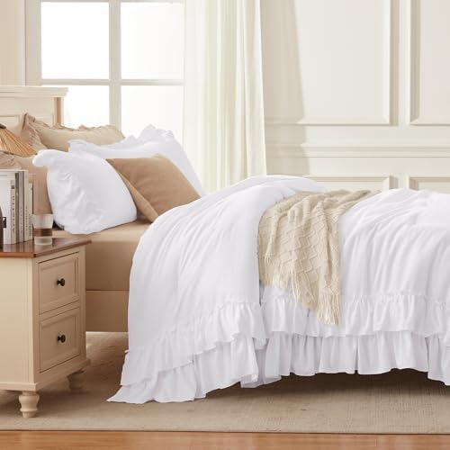Andency Double Layer Ruffle Oversized Queen Comforter Set, 3 Pieces - Image 6