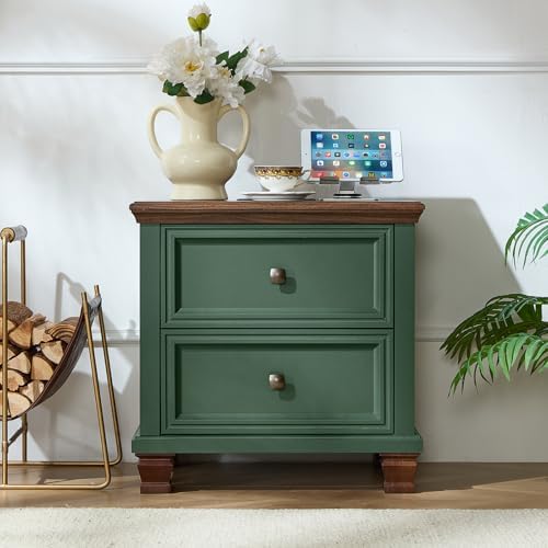 Nightstand Set of 2 with Charging Stations, 2 Drawers - Image 5