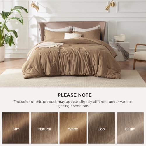 Bedsure Brown Full Size Comforter Set, Soft Cationic Dyed Bed Set 3 Pcs - Image 6
