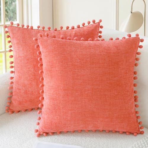 CaliTime Decorative Couch Throw Pillow Covers 18 X 18 Inches Living Coral by CaliTime