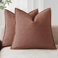 Foindtower Linen Solid Decorative Throw Pillow Covers 24x24 Inch Rust Red by Foindtower