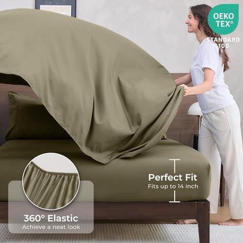 HEVUMYI 5-Piece Twin Comforter Set, Olive Green Bed in a Bag - Image 5