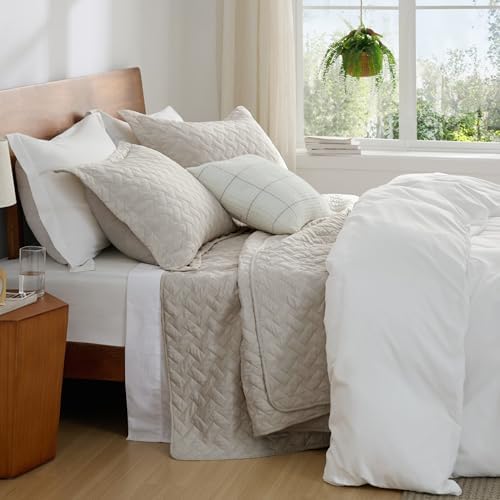 Bedsure King Size Quilt, Lightweight Comforter Set, Light Beige Bedspread - Image 5