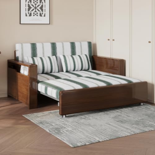 59"3-in-1Convertible Sleeper Sofa, Solid Wood Frame folding sofa - Image 3