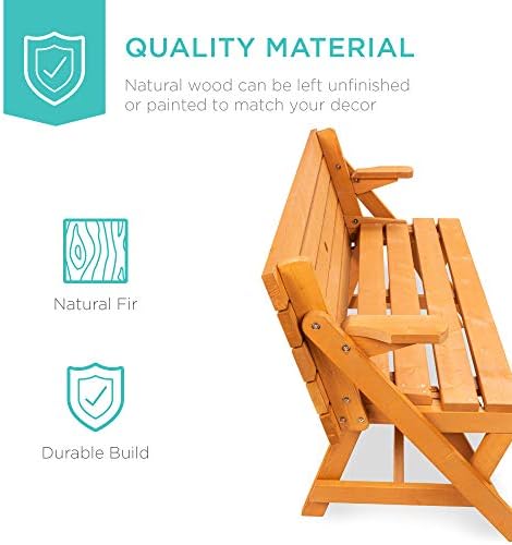 Best Choice Products 2-in-1 Transforming Interchangeable Outdoor Wooden Picnic - Image 3