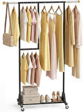 Rolling Clothing Rack with Bottom Storage Shelf & lockable Casters, Dresses by HRUSGO