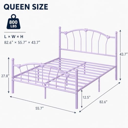 IMMERSTABLE Queen Metal Bed Frame, Heart-Shaped Platform Bed - Image 2
