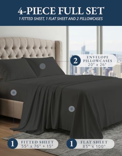 LANE LINEN Full Size Bed Sheets 100% Egyptian Cotton Sateen - Image 2