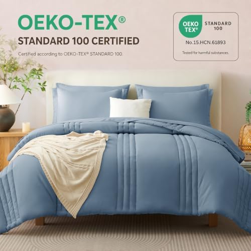 CozyLux Oversized Queen Comforter Set Dusty Blue - Image 7