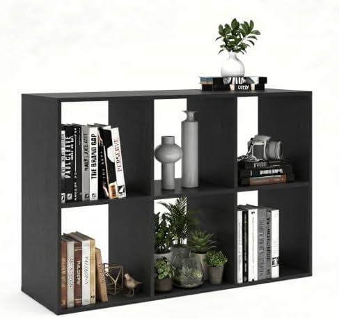 6 Cube Shelf with Anti-Tipping Kits + Reversible Open Back Bookcase by CTESNE