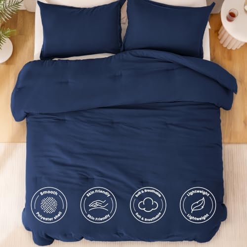 Love's cabin Dark Blue King Size Comforter Set, 3-Piece Prewashed Bed Set - Image 3