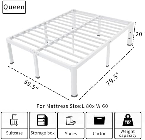 20 Inch White Queen Bed Frame - Image 2