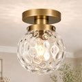 Small Semi Flush Mount Ceiling Light Fixtures, Vintage Globe Hammered Clear by Daunton