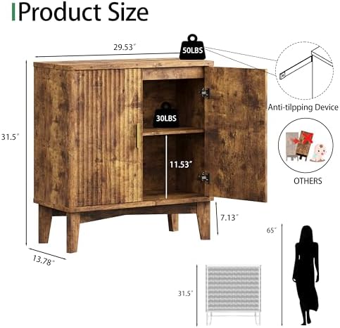 Xixini Fluted Sideboard Buffet Cabinet - Image 2