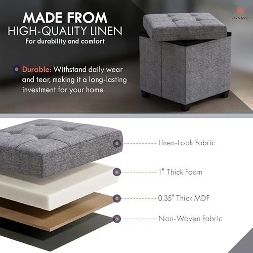 Ornavo Home Square Cube Storage Ottoman - Image 5