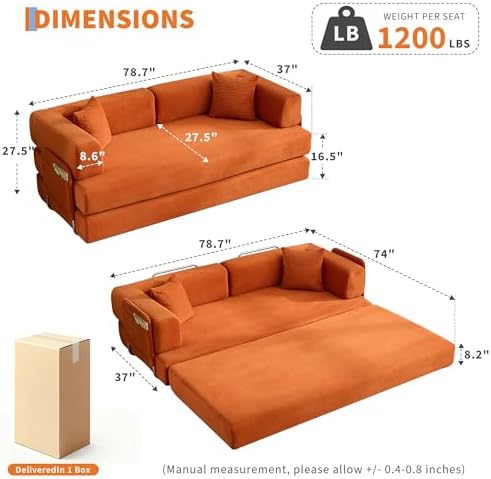 5-in-1 Convertible Sleeper Sofa Bed - Image 2