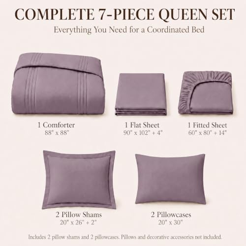 CozyLux Queen Comforter Set Dusty Purple - Image 2