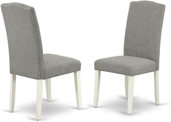 East West Furniture X097EN206-9 9 Piece Kitchen Table Set Includes a Rectangle Dining Table with X-Legs and 8 Dark Shitake Linen Fabric Parson Dining Chairs, 40x72 Inch, Multi-Color