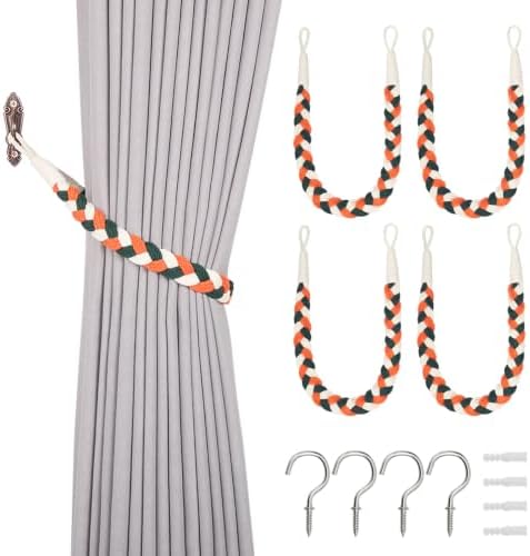 NICEEC 4 Pack Natural Cotton Rope Curtain Tiebacks Elegant Boho Style by NICEEC