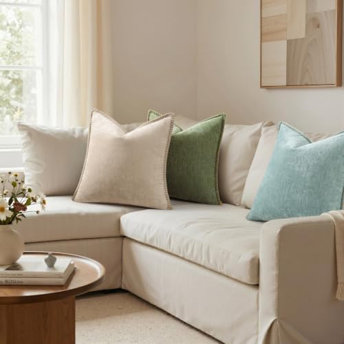 Pallene Chenille Soft Natural Beige Throw Pillow Cover 20x20 Set of 2 - Image 7