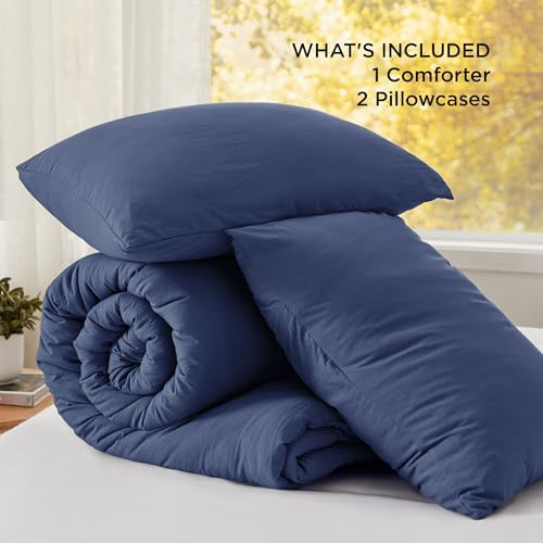 Bedsure Oversized King Comforter Prewashed Bedding Set 3Pcs Navy 120"x98" - Image 6
