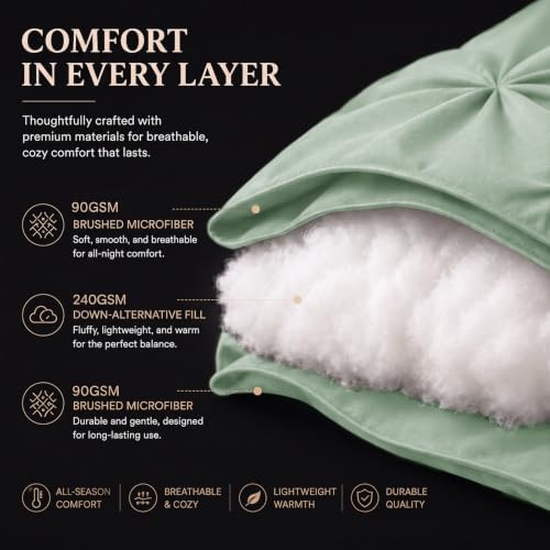 CozyLux Queen Comforter Set Sage Green, 7 Pieces Pintuck Bed in a Bag - Image 5