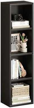 Zenira 4 Tier Bookshelf, 4 Cube Storage Organizer, Narrow Bookcase by ZENIRA