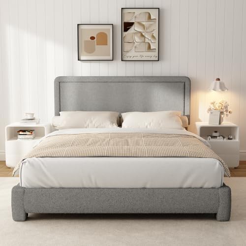 WEUP Full Size Boucle Bed Frame, Upholstered Cloud Bed Frame by Unknown