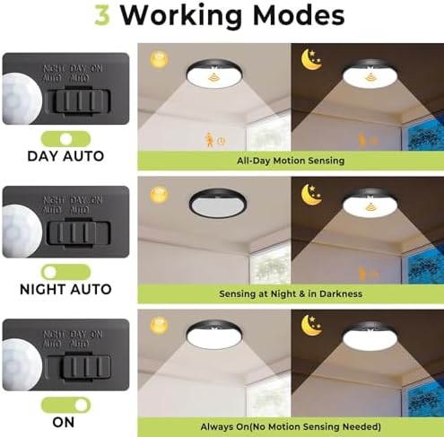 Motion Sensor Ceiling Light Wired, 3000K/4000K/6500K LED Flush Mount Ceiling - Image 3