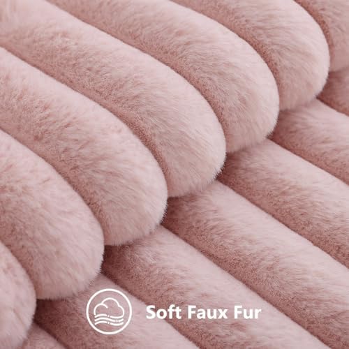 decorUhome Fall Faux Fur Throw Pillow Covers 20x20 Set of 2 Pink - Image 2