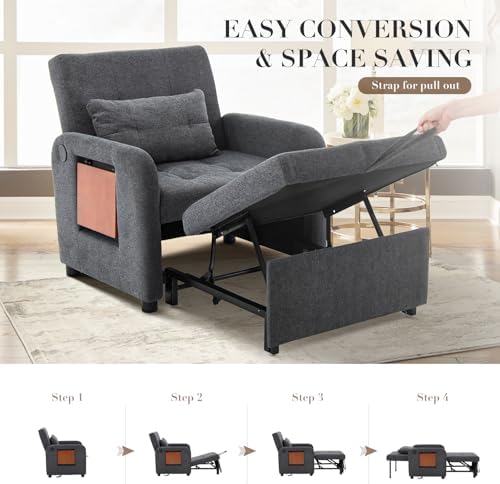 COLAMY Convertible Sleeper Chair-Fabric Futon Sofa Bed, Single Sleeper Sofa - Image 6