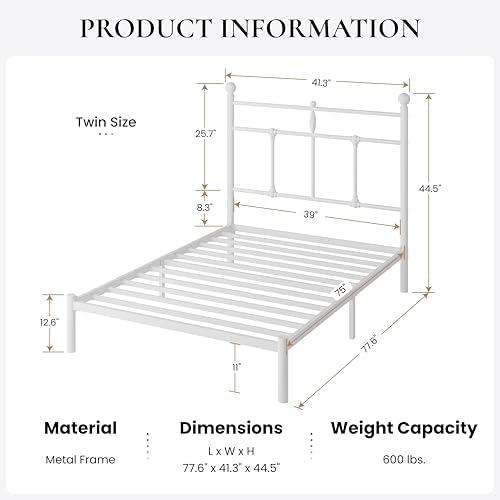 SHA CERLIN Twin Size Metal Platform Bed Frame - Image 2