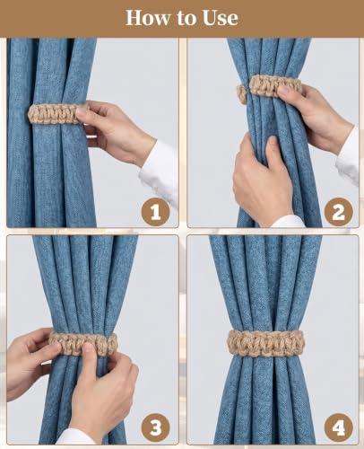 6 Pack Curtain Tiebacks, Boho Outdoor Tie Backs - Image 6