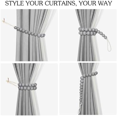 Hion 6 Pack Wood Bead Curtain Tiebacks Holdbacks - Image 4