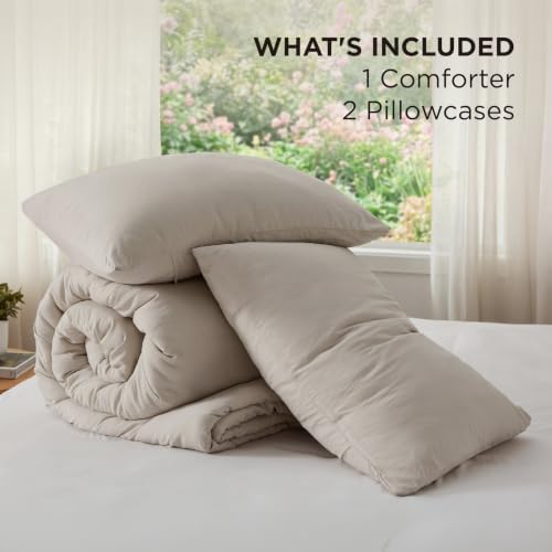 Bedsure King Comforter Set Prewashed Soft Bedding 3Pcs Muted Linen 104"x90" - Image 6