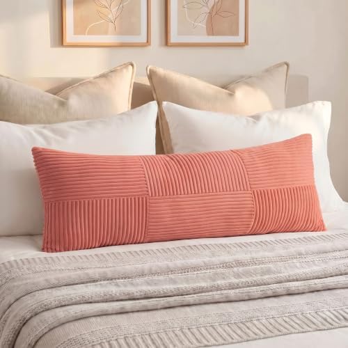 Fancy Homi Set of 1 Coral Boho Long Lumbar Body Decorative Throw Pillow Cover by Fancy+Homi