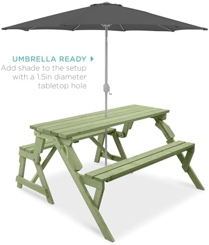 Best Choice Products 2-in-1 Transforming Interchangeable Outdoor Wooden Picnic - Image 5