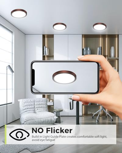 hepside 1Pack Dimmable Flush Mount Ceiling Light Fixture Oil Rubbed Bronze - Image 4